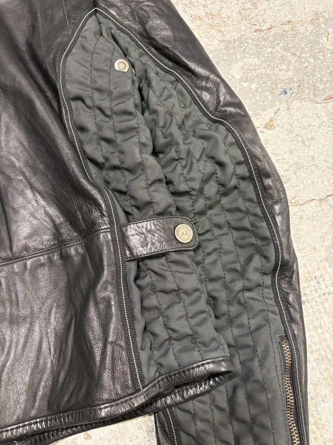 2000s Armani Black & Olive Tactical Biker Leather Jacket - Image 10