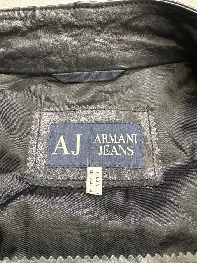 2000s Armani Black & Olive Tactical Biker Leather Jacket - Image 12