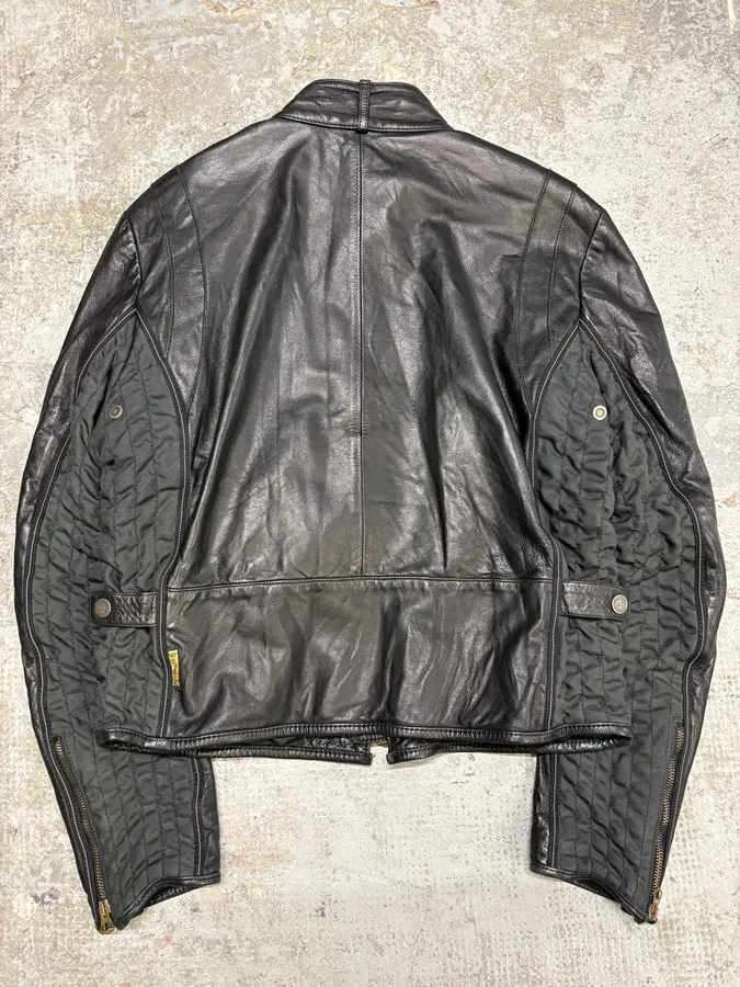 2000s Armani Black & Olive Tactical Biker Leather Jacket - Image 6