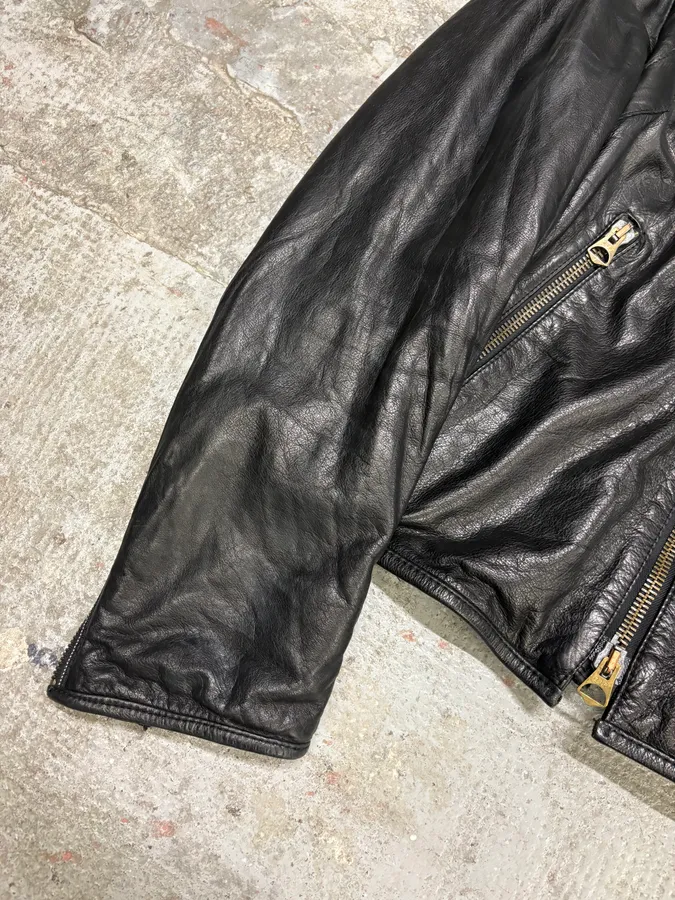 2000s Armani Black & Olive Tactical Biker Leather Jacket - Image 8