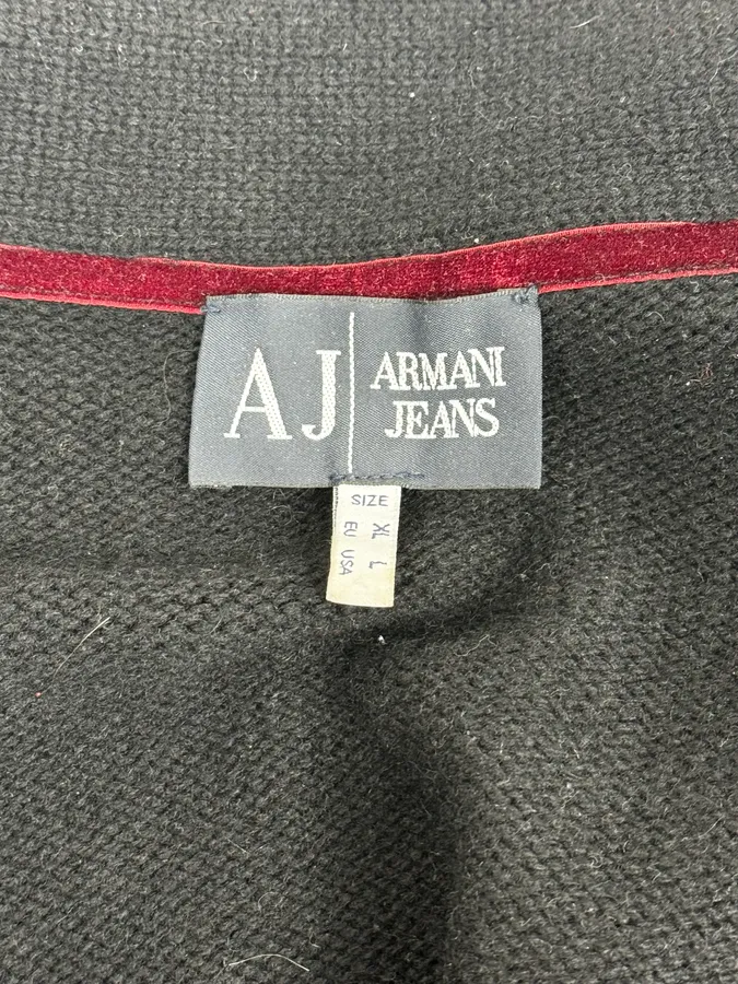 2000s Armani Black Wool Buttoned Cardigan Sweater - Image 10