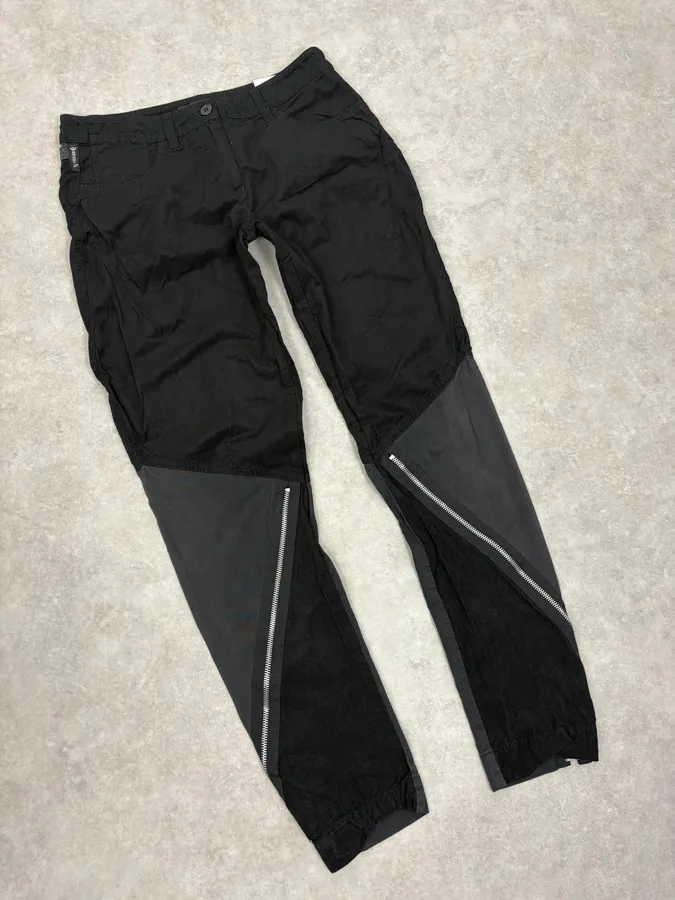 2000s Armani Black Zip Hybrid Cordurroy Pants - Image 5
