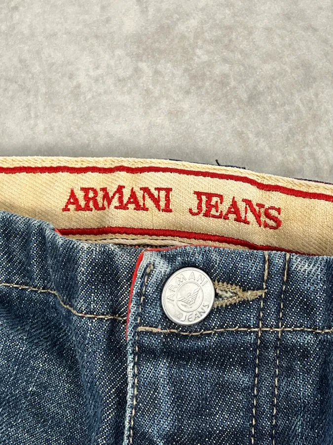 2000s Armani Blue Faded Denim Cargo Jeans - Image 11