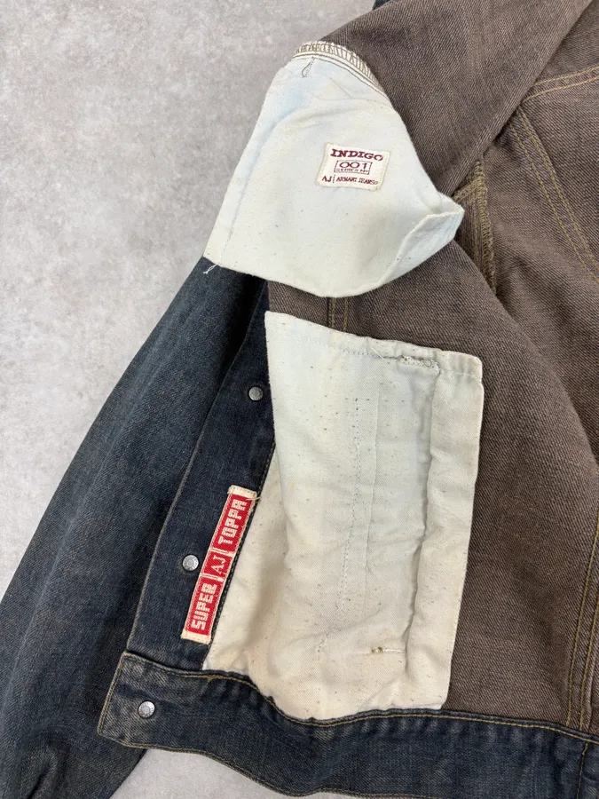 2000s Armani Blue Faded Denim Jacket - Image 8