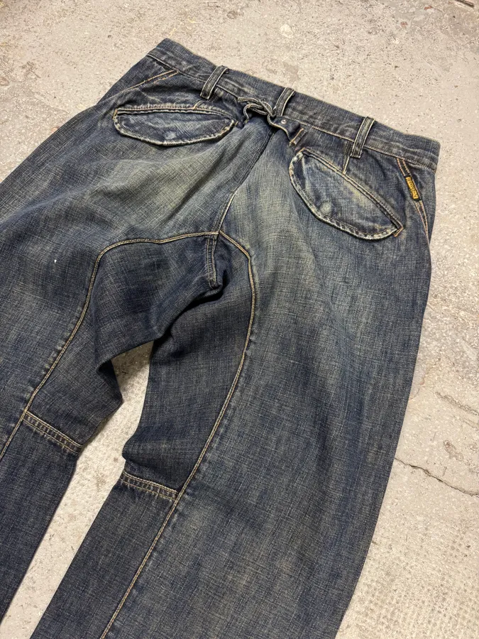 2000s Armani Blue Faded Denim Jeans - Image 9