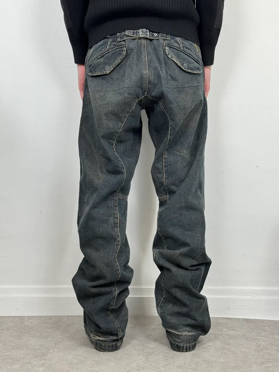 2000s Armani Blue Faded Denim Relaxed Jeans - Image 3