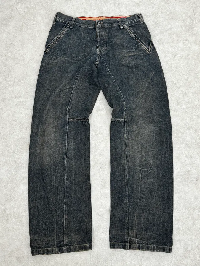 2000s Armani Blue Faded Denim Relaxed Jeans - Image 4