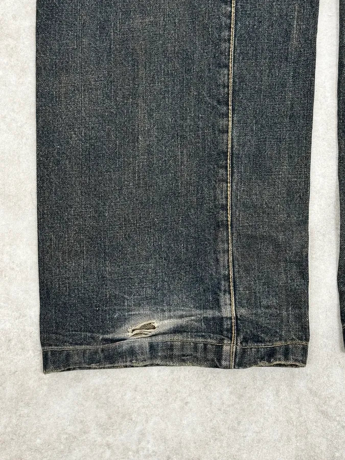 2000s Armani Blue Faded Denim Relaxed Jeans - Image 9