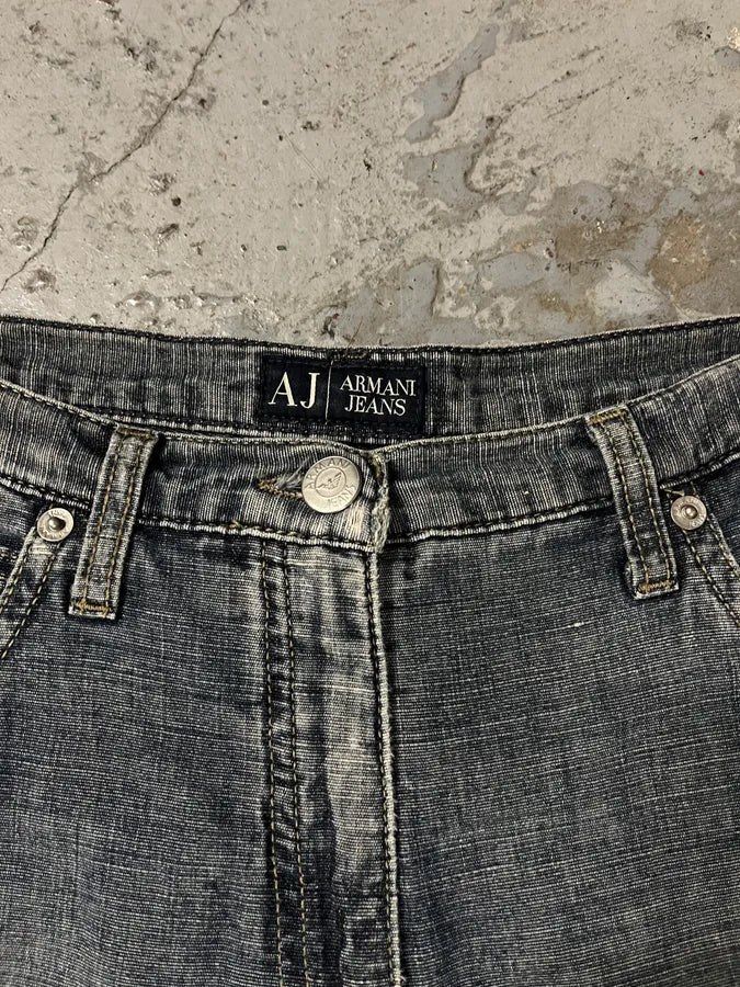 2000s Armani Blue Linen Denim Jeans - Image 10