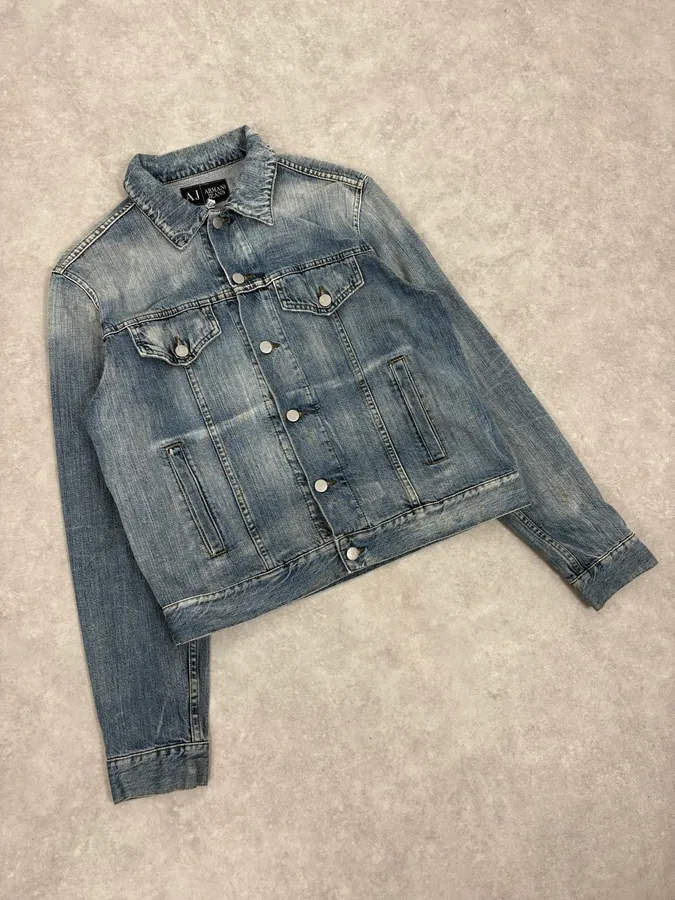 2000s Armani Blue Soft Denim Jacket - Image 4