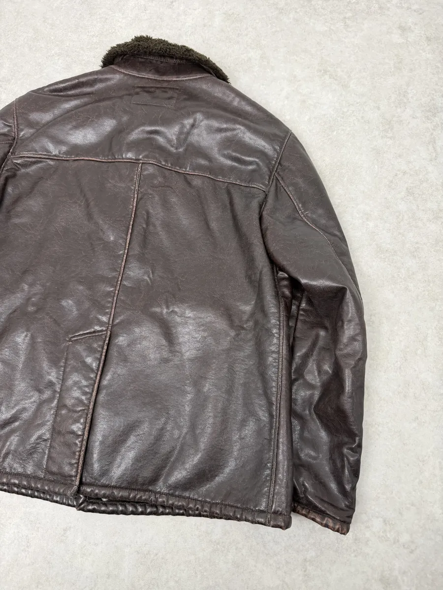 2000s Armani Brown Faux Shearling Jacket - Image 6