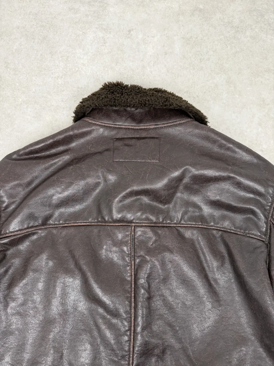 2000s Armani Brown Faux Shearling Jacket - Image 7