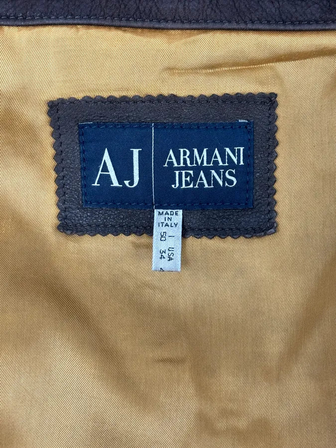 2000s Armani Brown Padded Suede Leather Jacket - Image 12