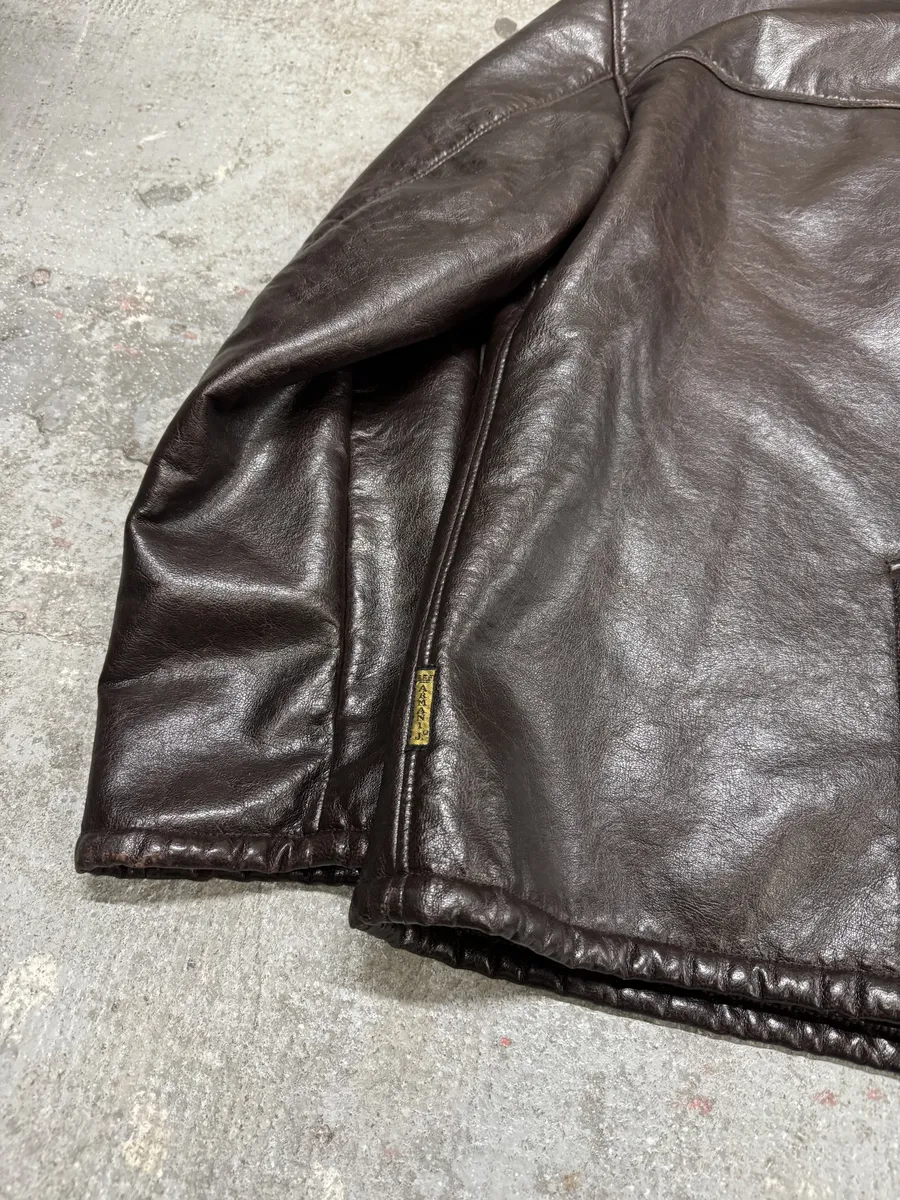 2000s Armani Brown Shearling Leather Jacket - Image 4