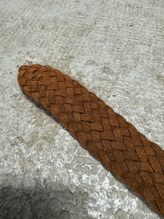 2000s Armani Brown Woven Leather Belt - Image 5