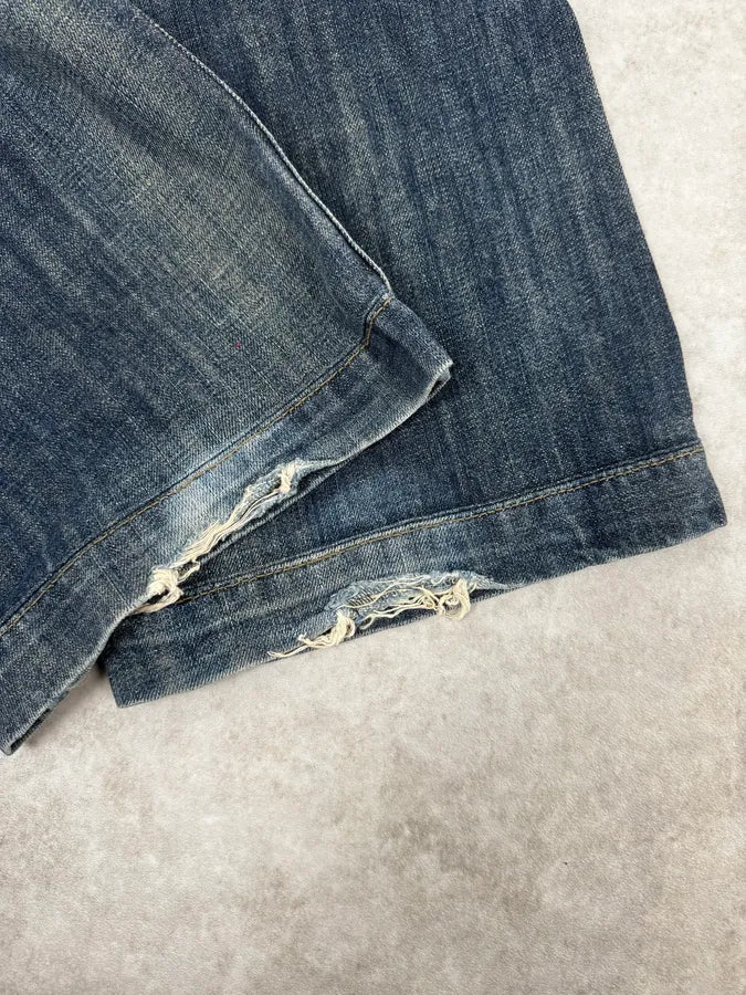 2000s Armani Cargo Blue Faded Denim Jeans - Image 11