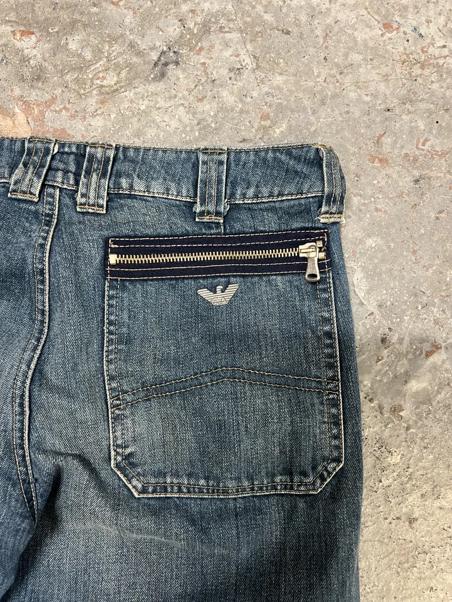2000s Armani Cargo Bondage Denim Jeans - Image 8