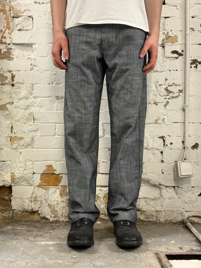 2000s Armani Classy Grey Denim Straight-Leg Jeans - Image 2