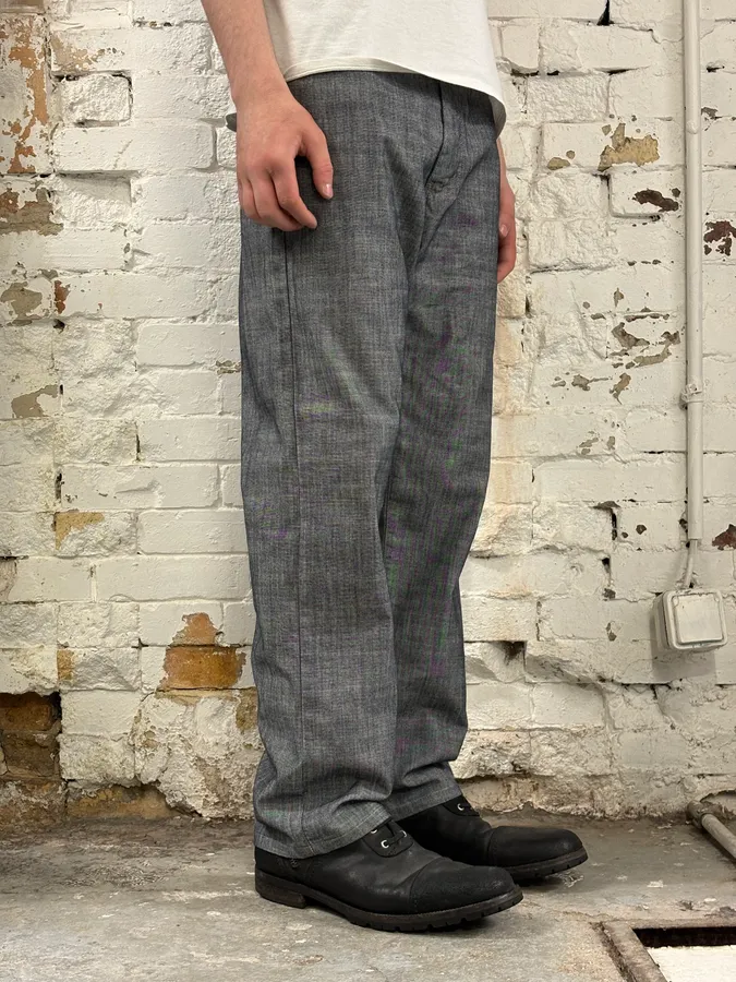 2000s Armani Classy Grey Denim Straight-Leg Jeans - Image 3