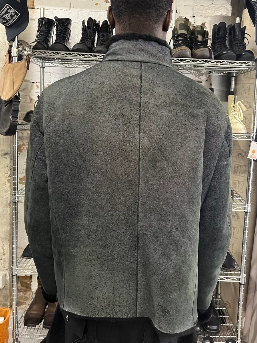 2000s Armani Collezioni Black Shearling Premium Leather Jacket - Image 3