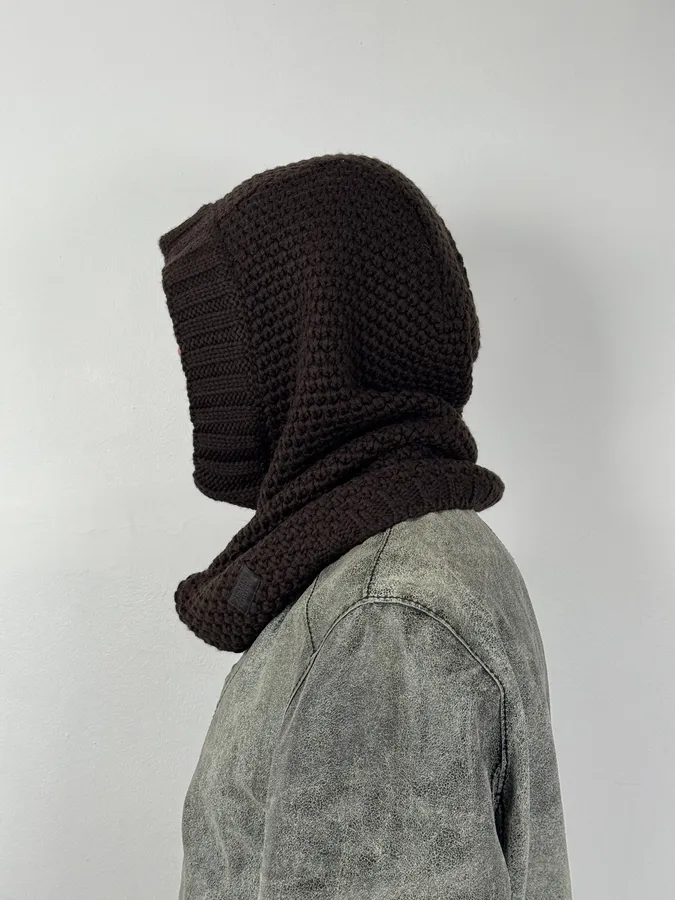 2000s Armani Collezioni Brown Wool Balaclava - Image 3