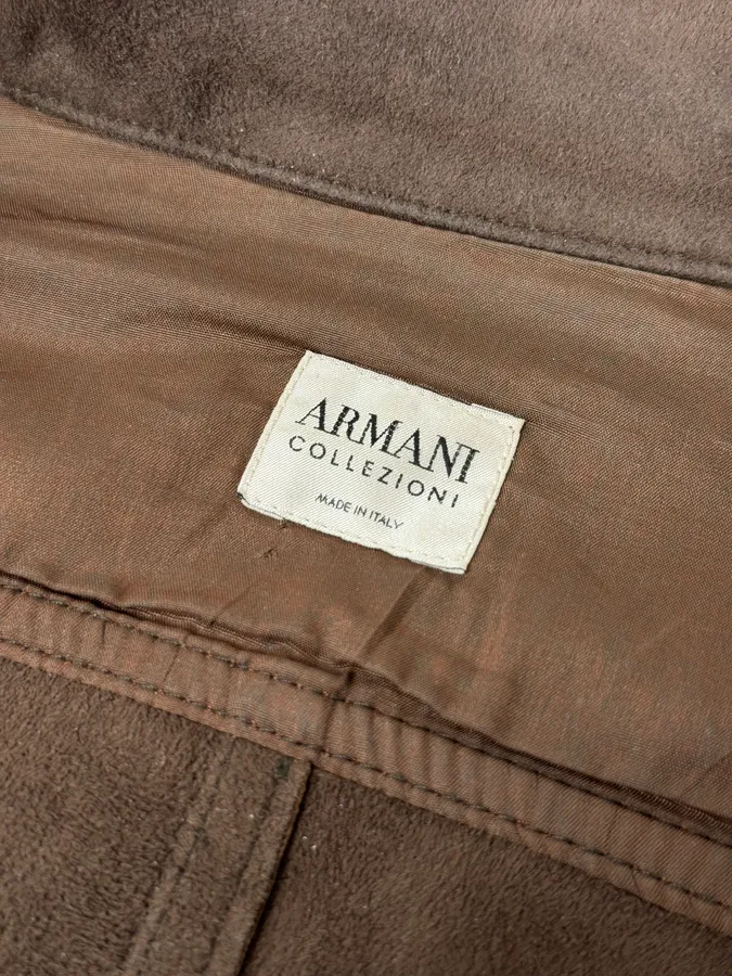 2000s Armani Collezioni Dark Brown Leather Premium Jacket - Image 9