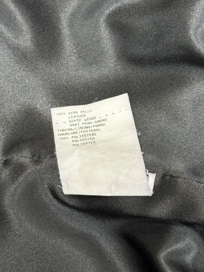 2000s Armani Collezioni Grey Geommetrical Biker Leather Jacket - Image 10