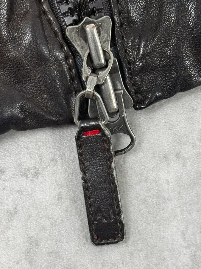 2000s Armani Dark Brown Leather Jacket - Image 10