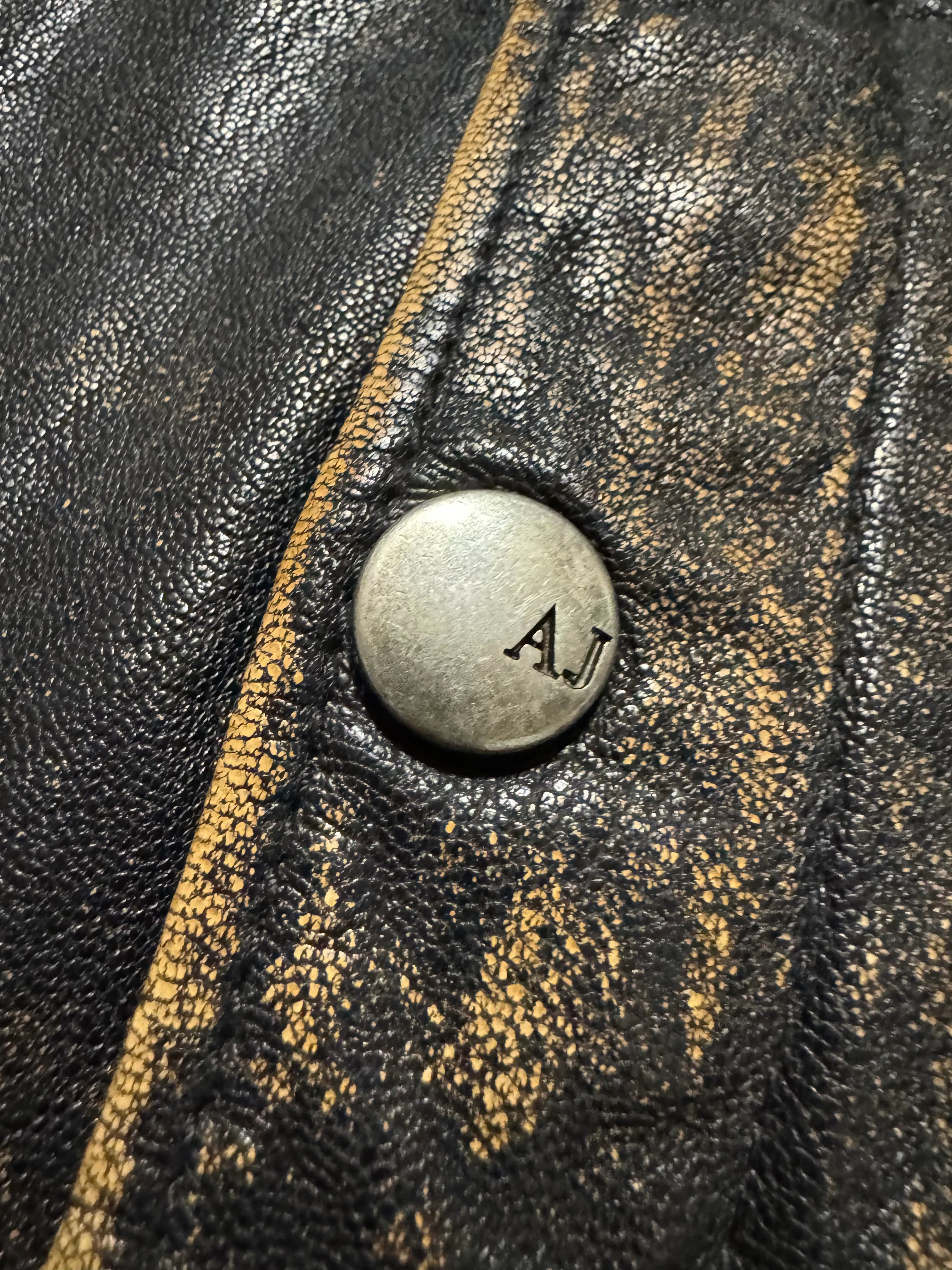 2000s Armani Faded Brown Leather Jacket - Image 5