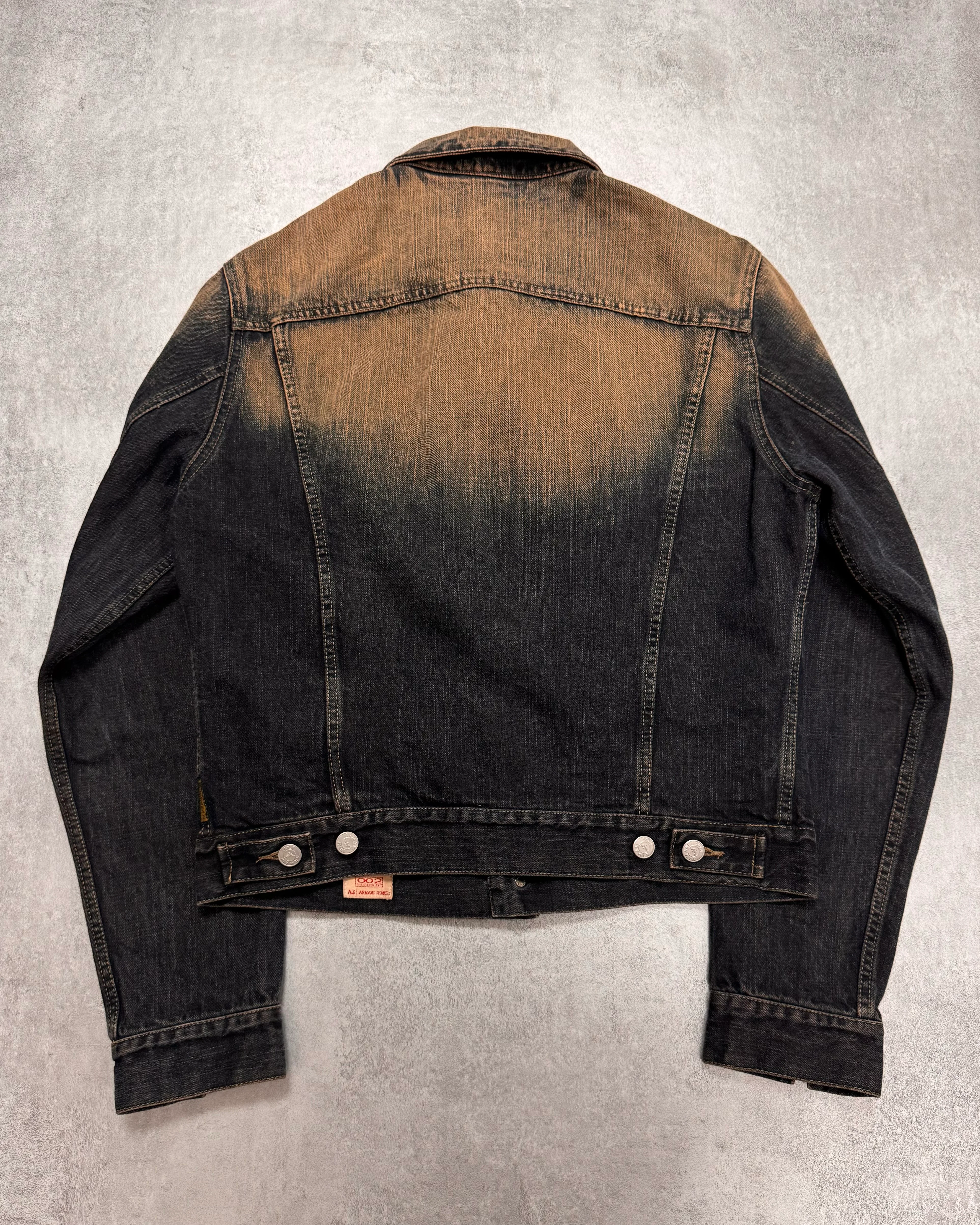 2000s Armani Faded Denim Jacket (S/M) - Image 2