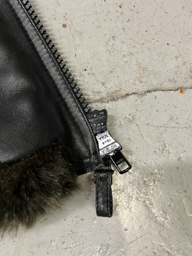 2000s Armani Faux Fur Hybrid Bomber Jacket - Image 8