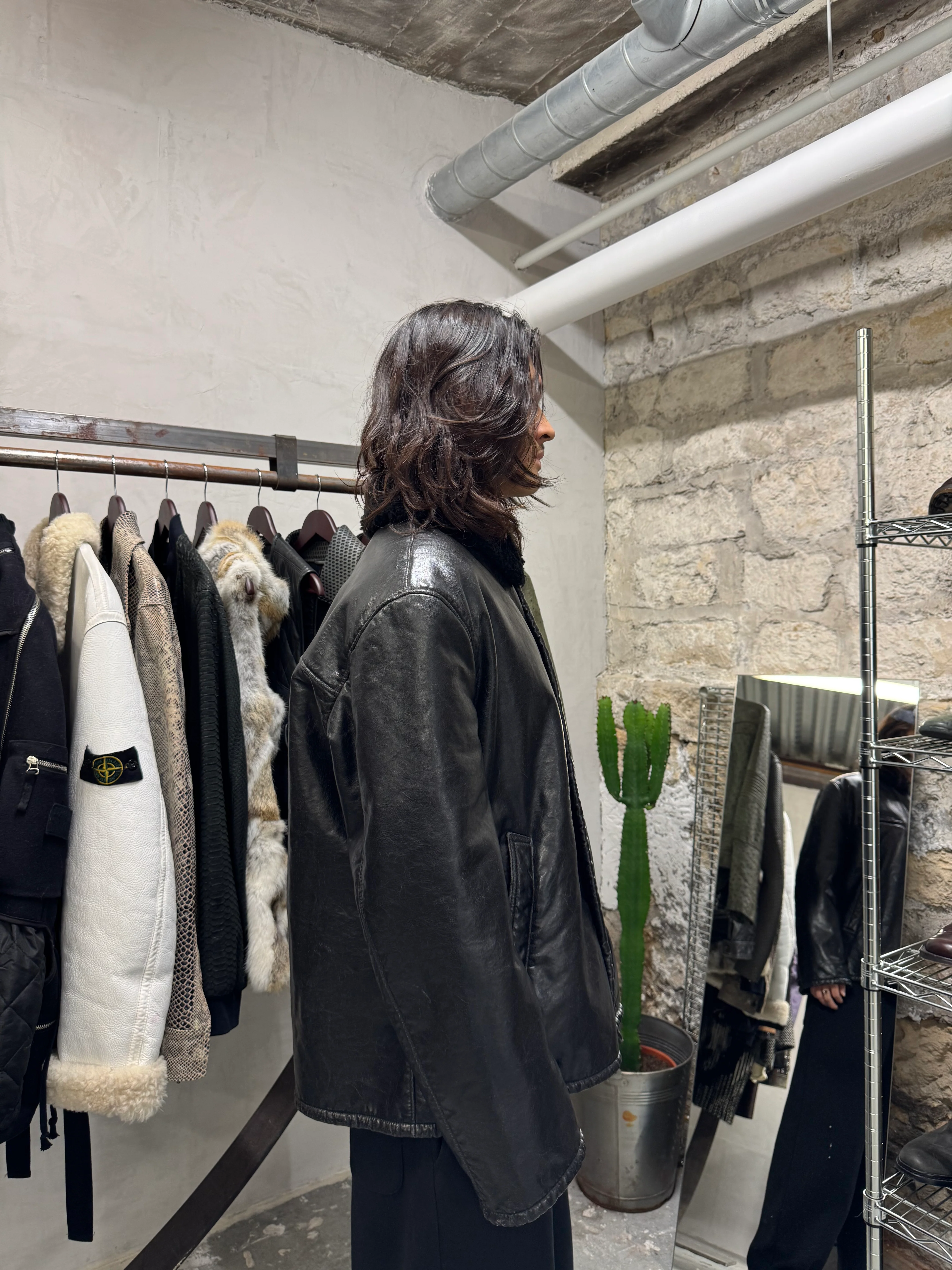 2000s Armani Faux Shearling Black Jacket - Image 11