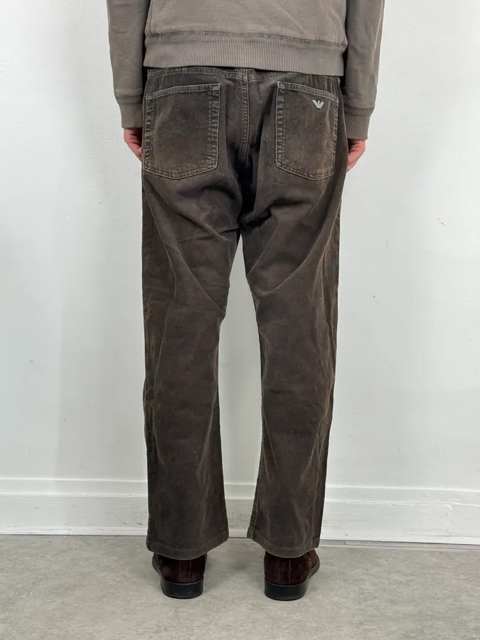 2000s Armani Jeans Brown Corduroy Cargo Pants - Image 4