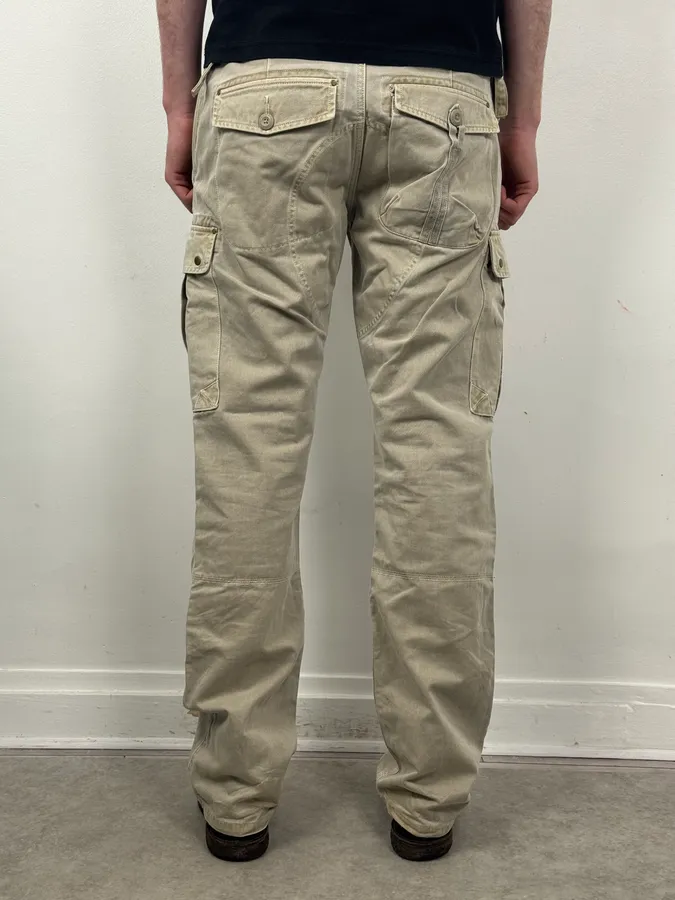 2000s Armani Khaki Cargo Belted Pants - Image 4