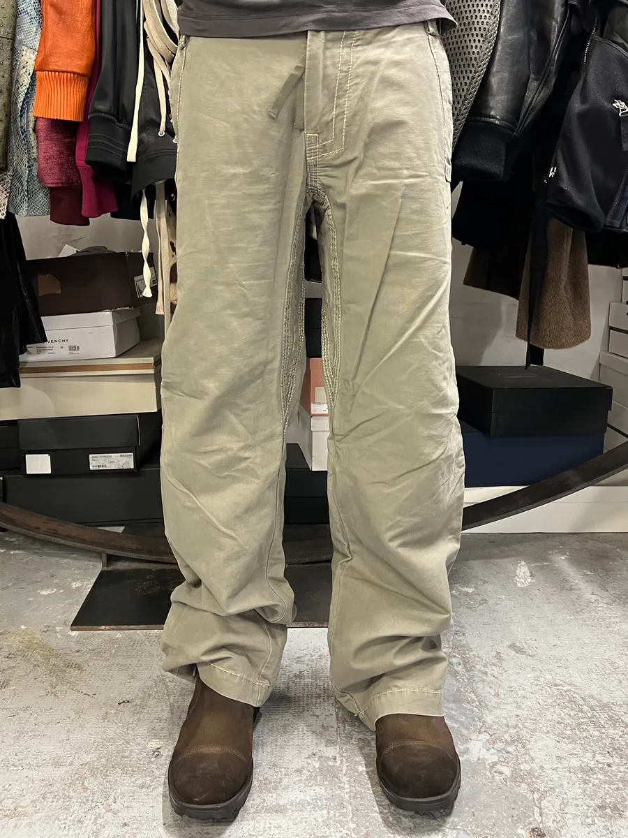 2000s Armani Khaki Green Structural Pants - Image 2
