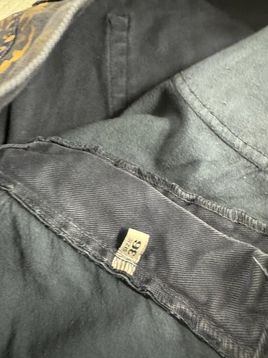 2000s Armani Navy & Orange Footprint Large Pants - Image 4