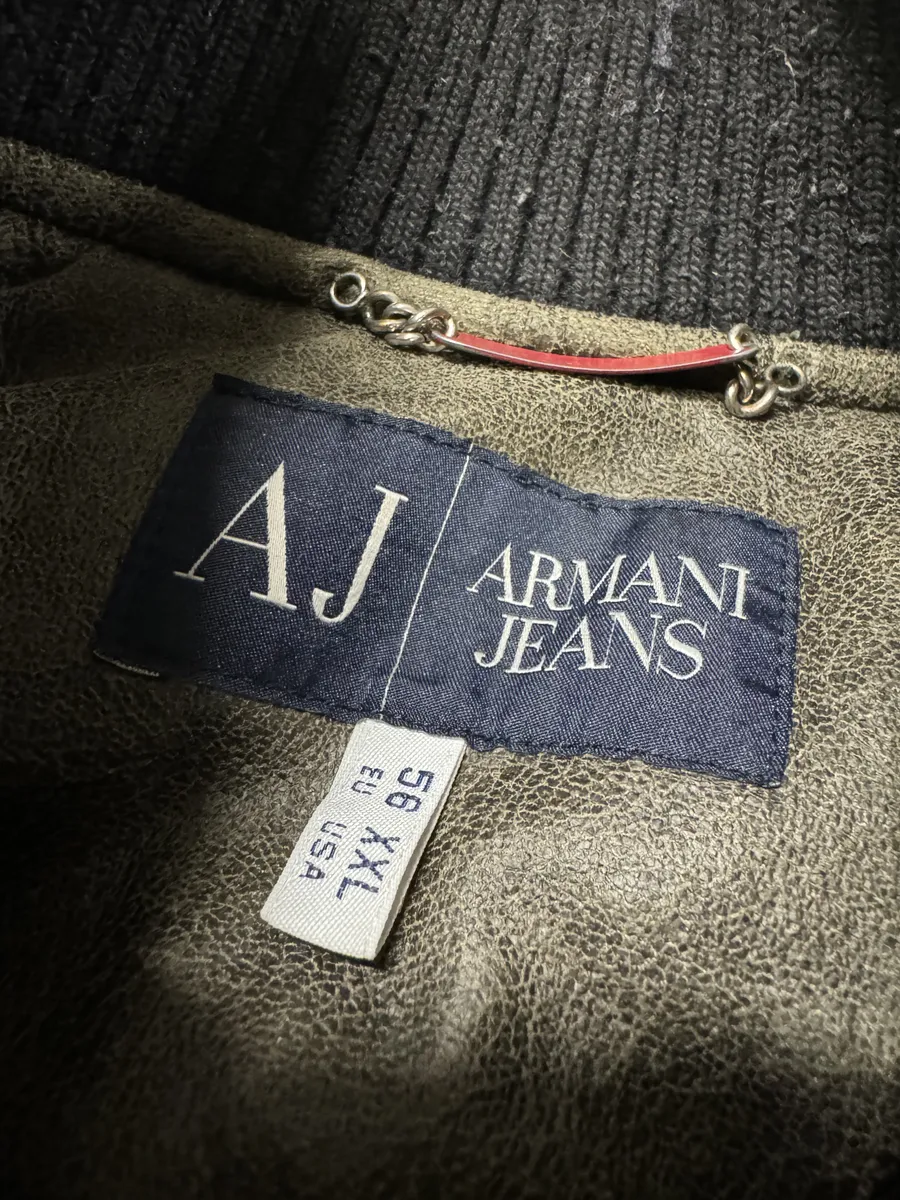 2000s Armani Olive Dragon Hide Leather Nylon Jacket - Image 9