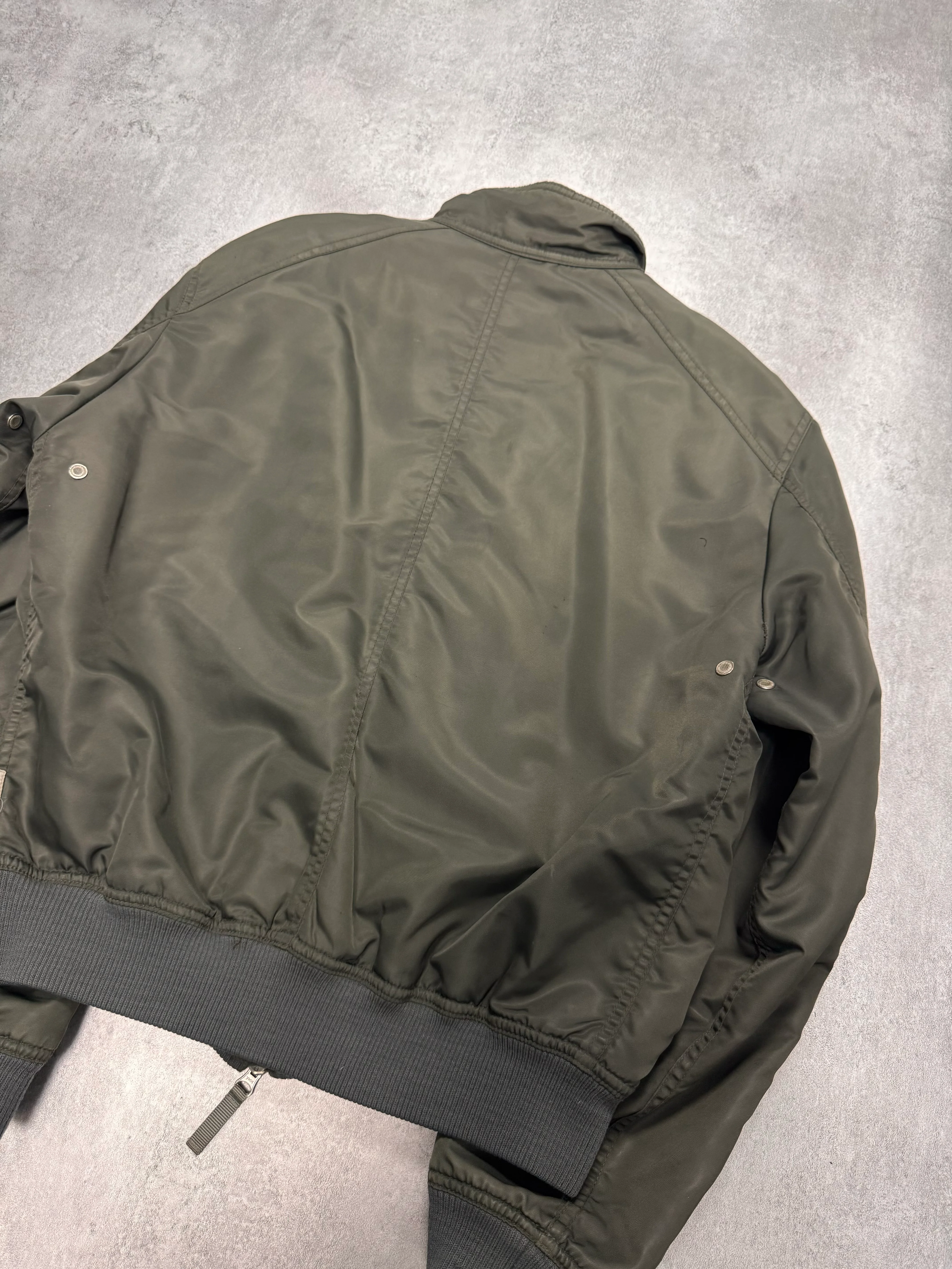2000s Armani Olive Utility Drift Bomber Jacket - Image 4