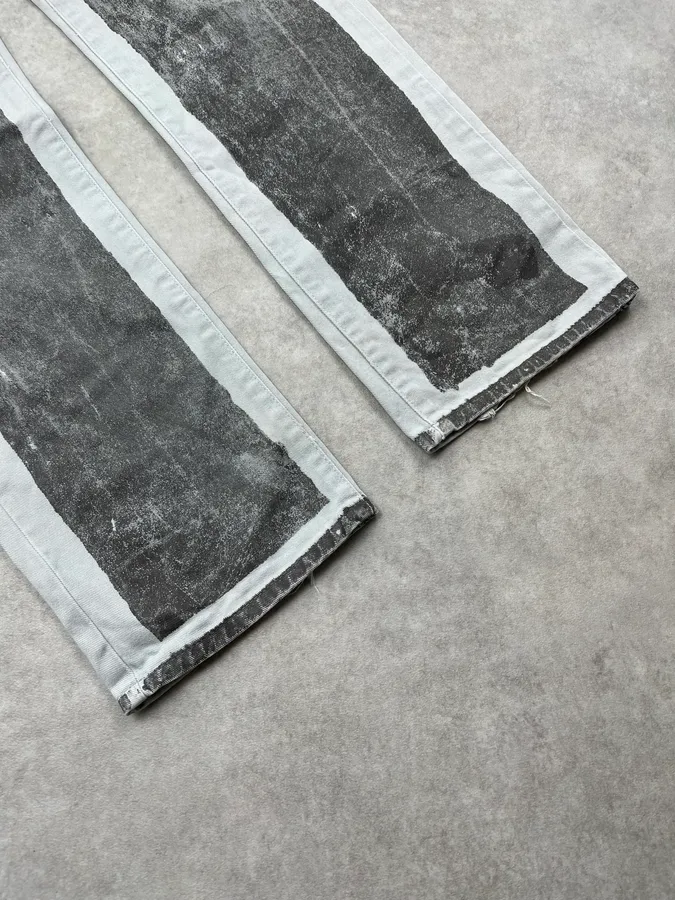 2000s Armani Overpainted Grey Washed Denim Jeans - Image 6