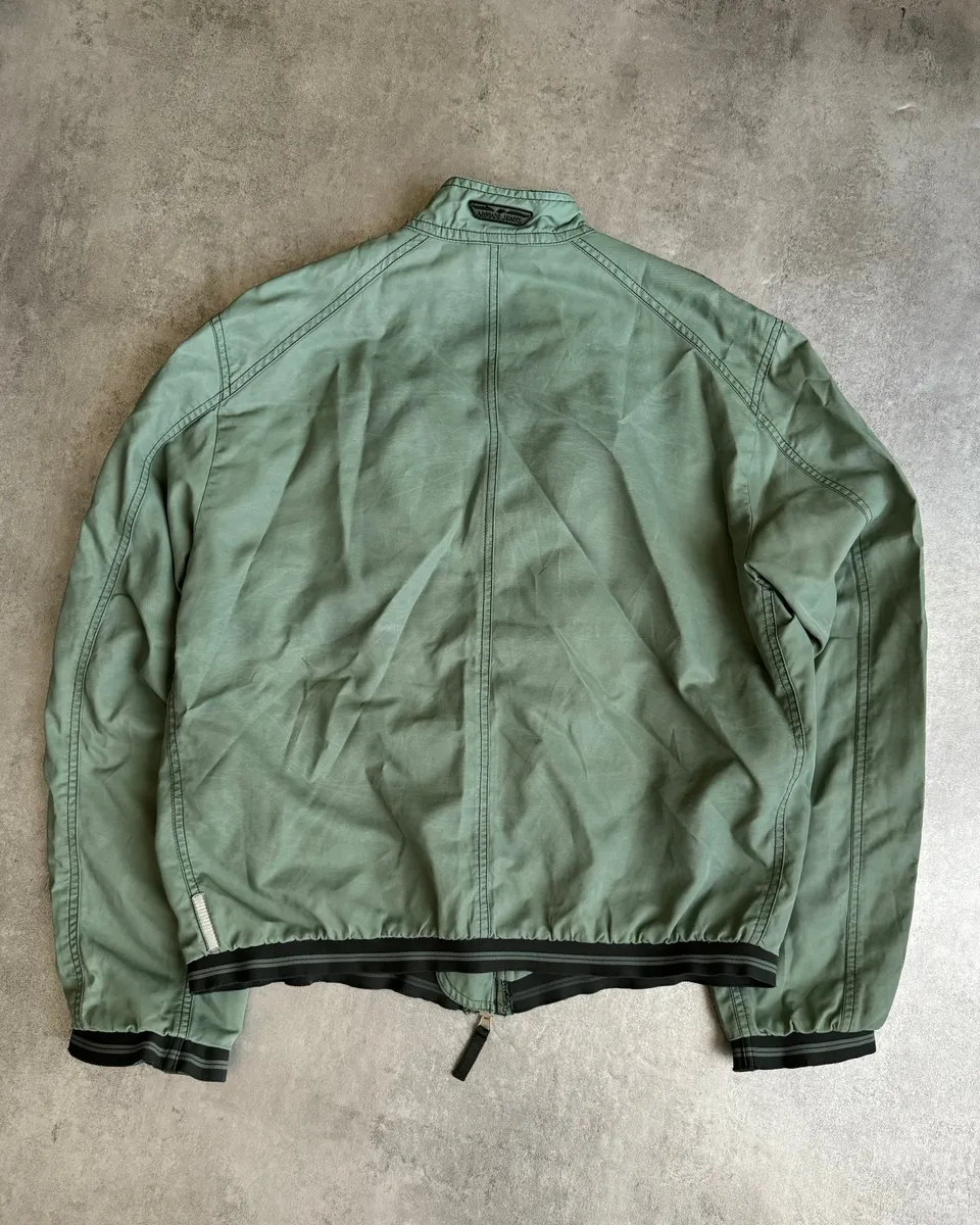 2000s Armani Pastel Drift Green Relaxed Bomber Jacket - Image 3
