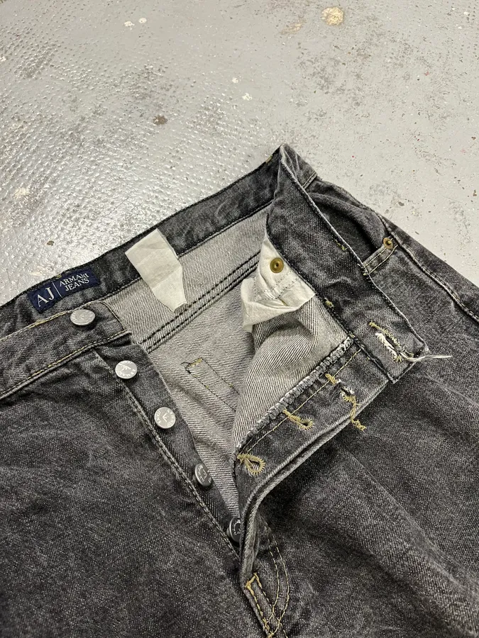 2000s Armani Raw Grey Denim Jeans - Image 11