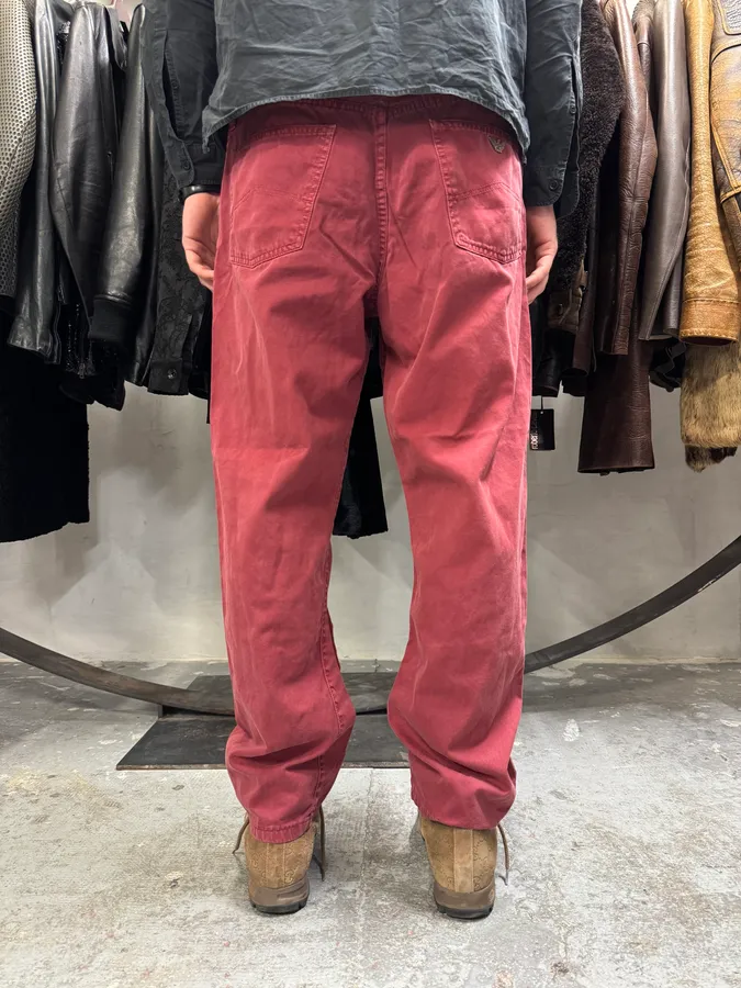 2000s Armani Red Wide Pants - Image 4
