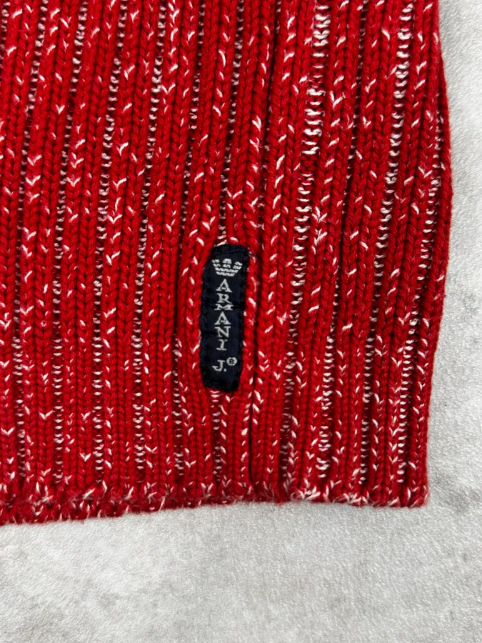 2000s Armani Red Wool Buttoned Sweater - Image 9
