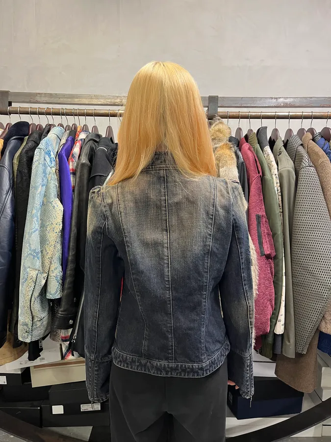 2000s Armani Samurai Faded Denim Jacket - Image 5