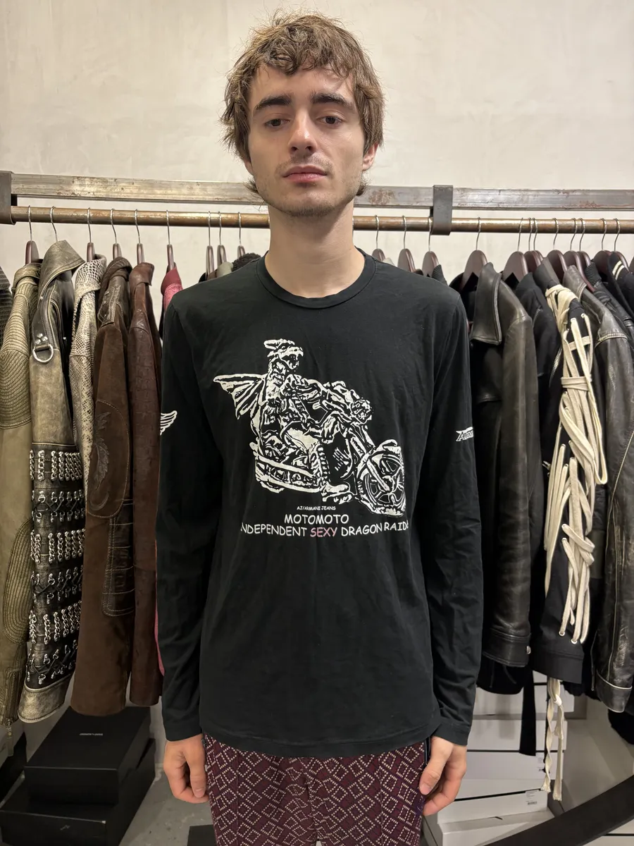 2000s Armani Sexy Dragon Raider Black Longsleeves - Image 3