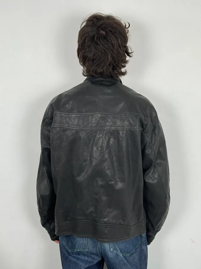 2000s Armani Spy Black Leather Jacket - Image 3