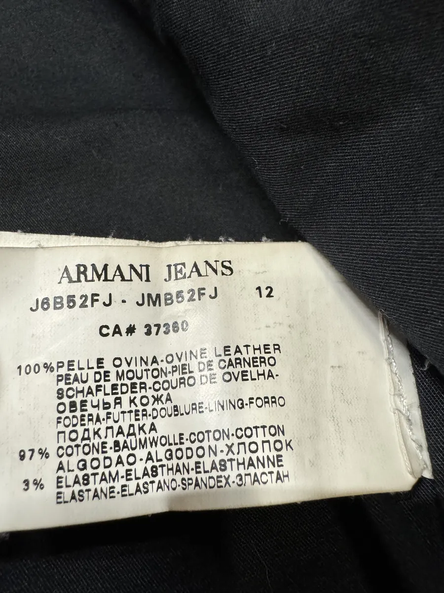 2000s Armani Utility Black Italian Leather Jacket - Image 10