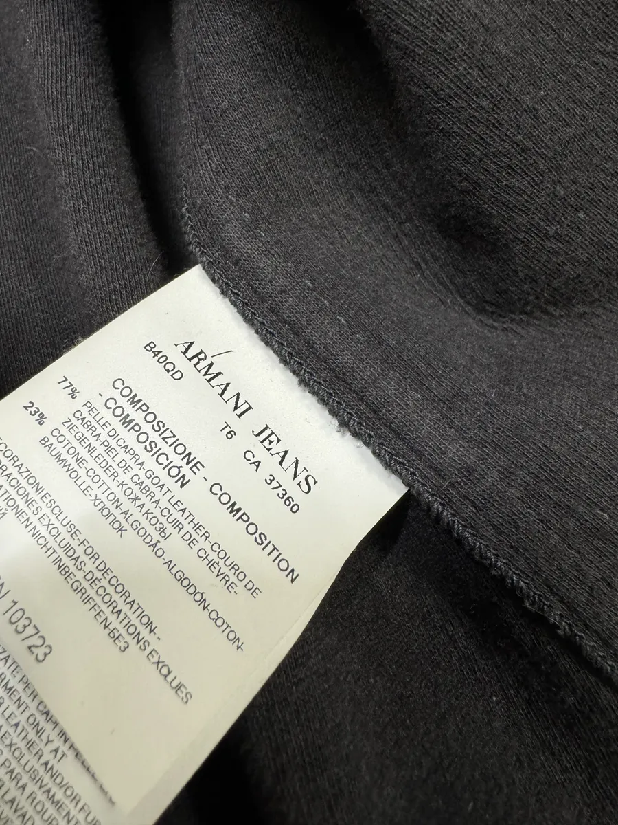 2000s Armani Utility Leather Black Biker Jacket - Image 9