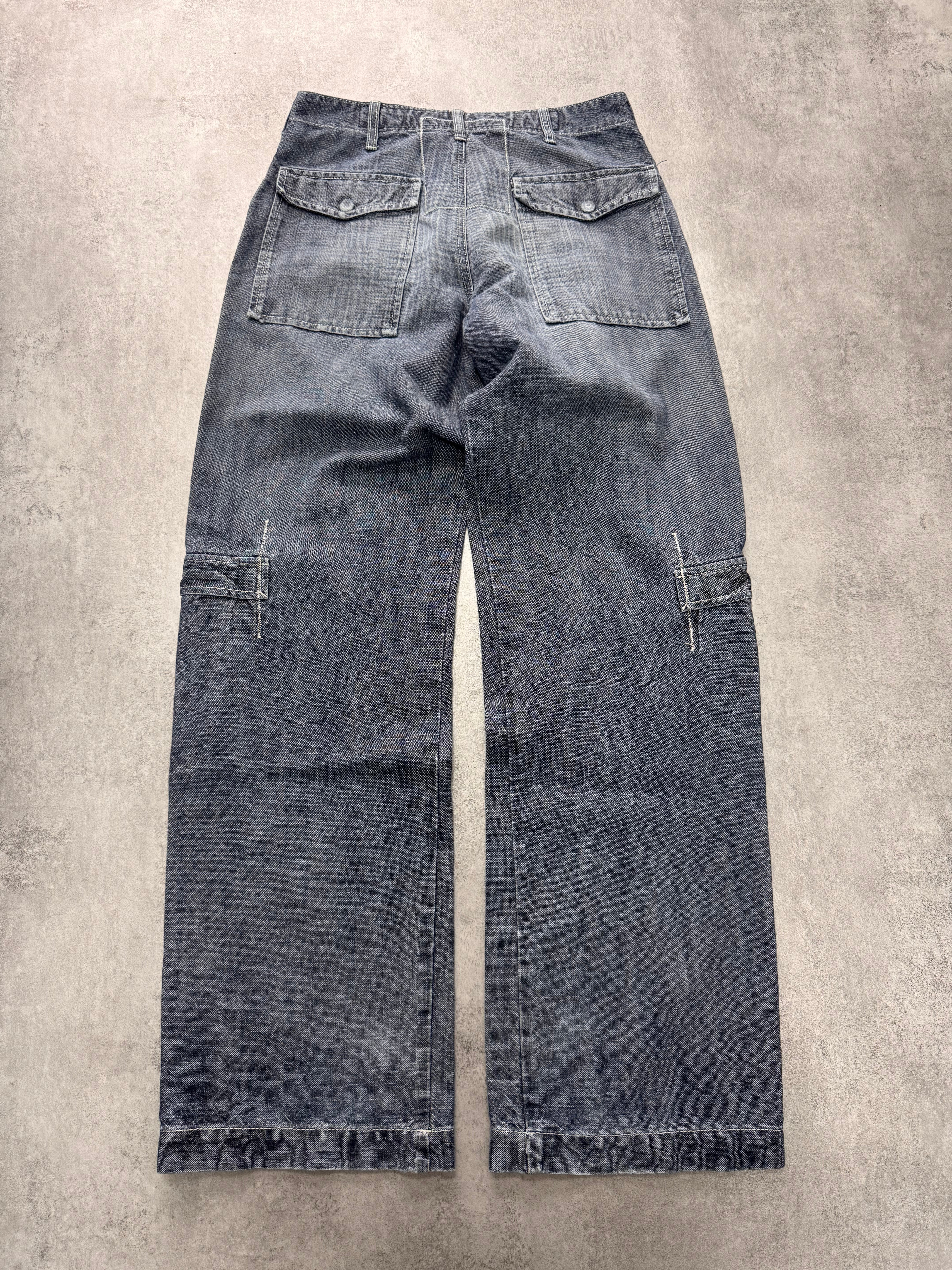 2000s Armani Wide Cargo Denim Jeans - Image 4