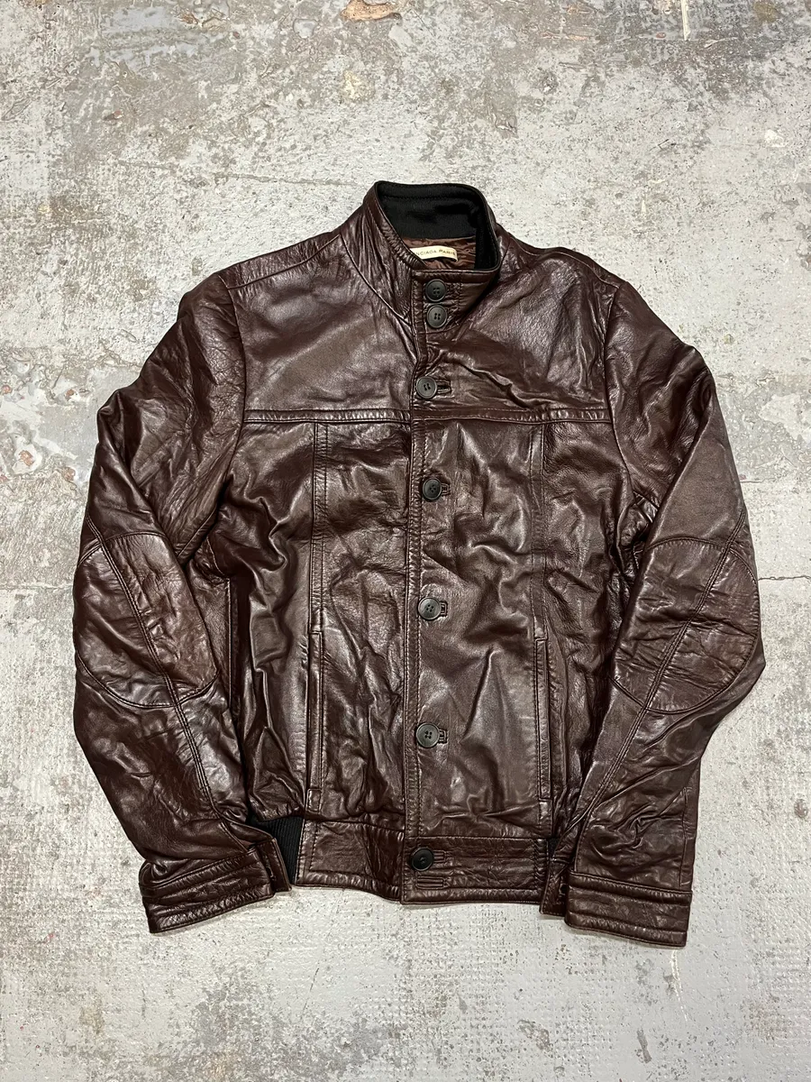 2000s Balenciaga Brown Leather Bomber Jacket - Image 4